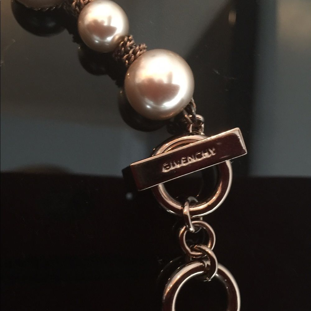 Givenchy Pearl Rhinestone Single Chain Necklace In Brown - Picture 4 of 7